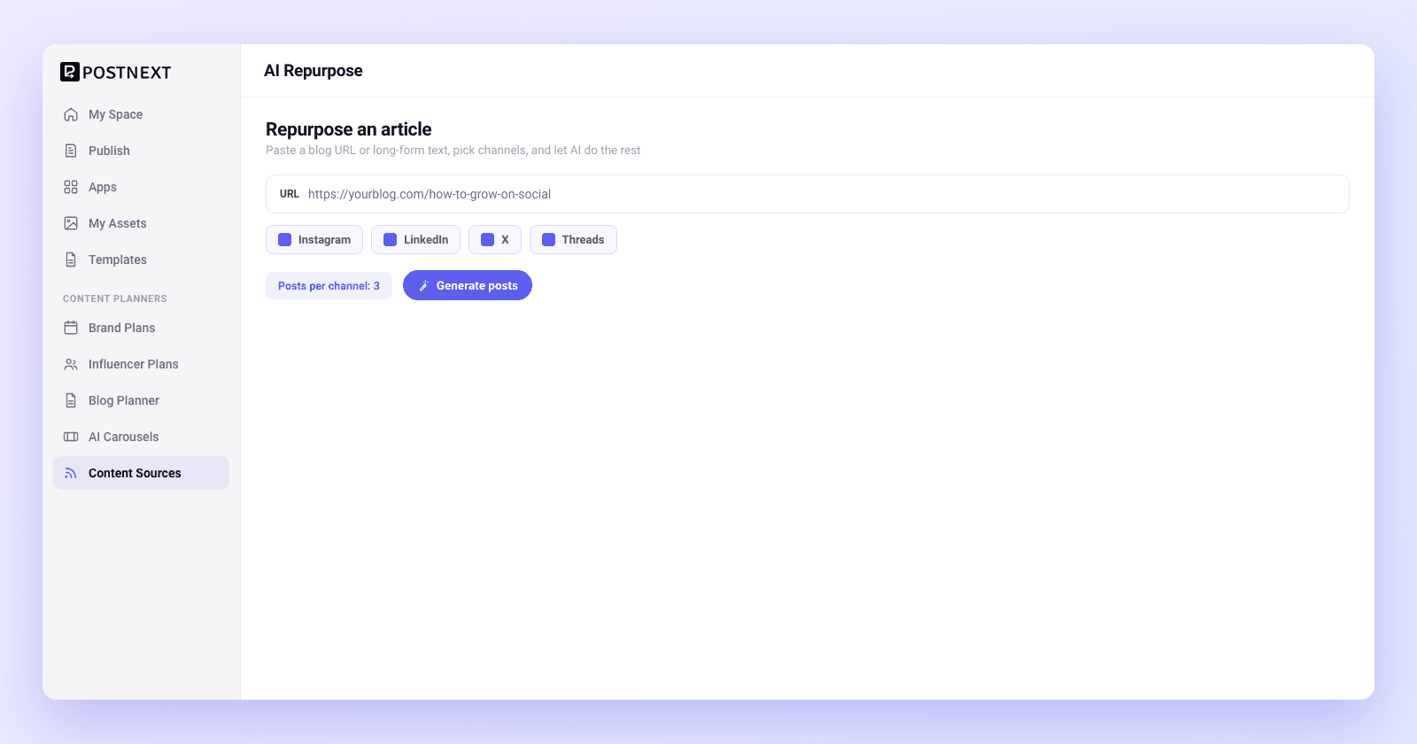 Paste a URL or any long-form text
