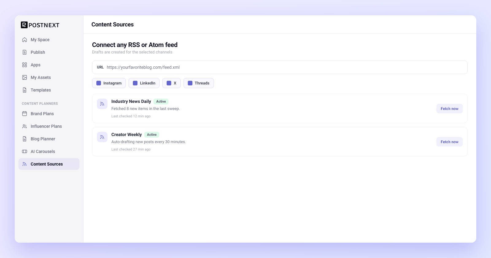 Connect any RSS or Atom feed