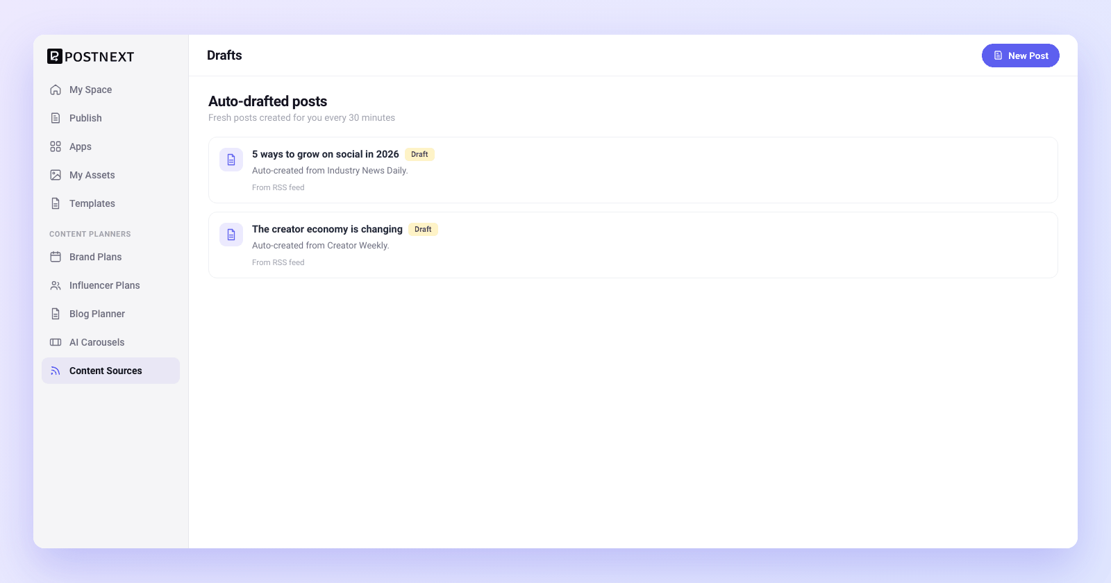 Auto-draft new items automatically